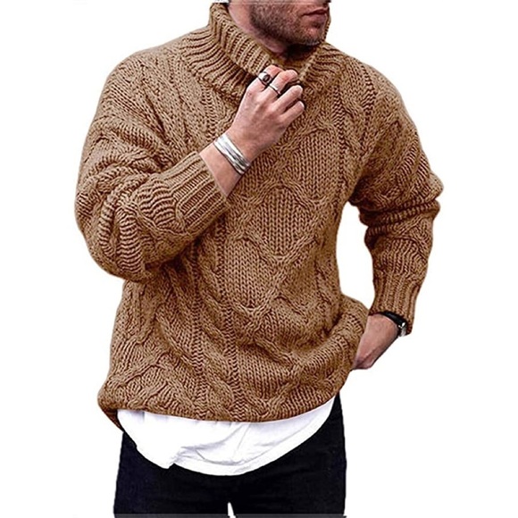 Other - New Mens Patterned Knit Turtleneck Sweater Multiple Sizes